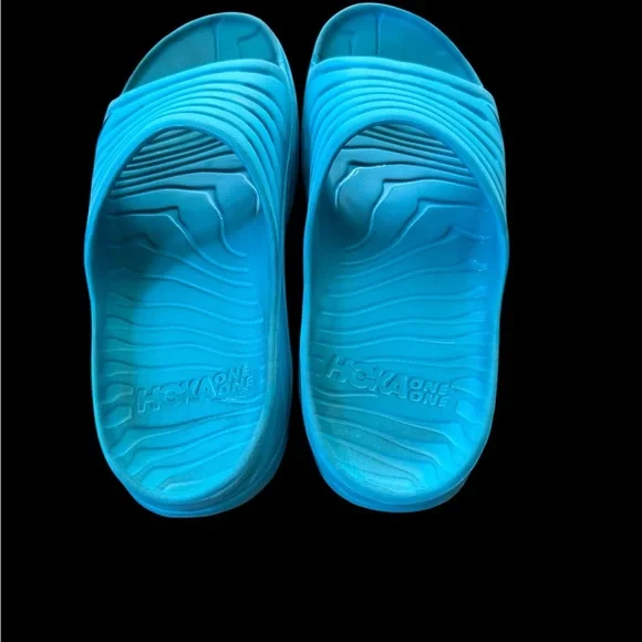Hoka One One Ora Recovery Slides Mens Size 12 Turquoise Slip On Comfort Sandals - Picture 4 of 5